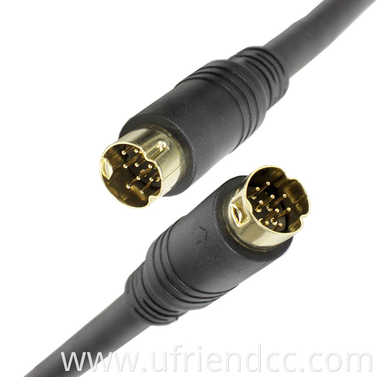 OEM Factory High Quality Shield Gold Plated Male to Male Female 9 pin mini din cable